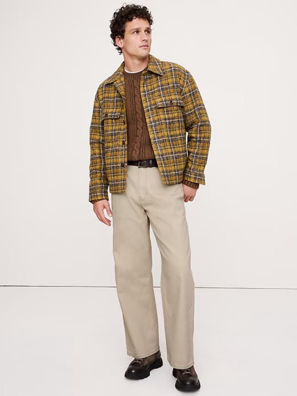 Banana Republic Relaxed Fit Heavy Wool Blend Over-shirt Shacket Plaid Old Money